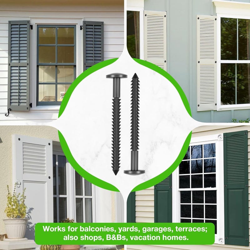 FAMIWIN 36 PCS Vinyl Shutter Fasteners Window Panel Peg Black, 3 Inch Outside Windows Schutters Lok Pin Pegs Screws Spikes Anchor - Image 4